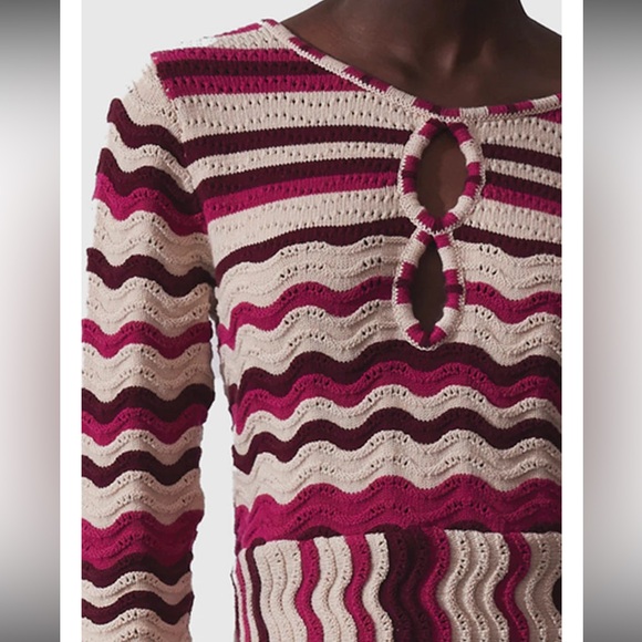 Pink and White Zigzag Mini Dress - Picture 2 of 9